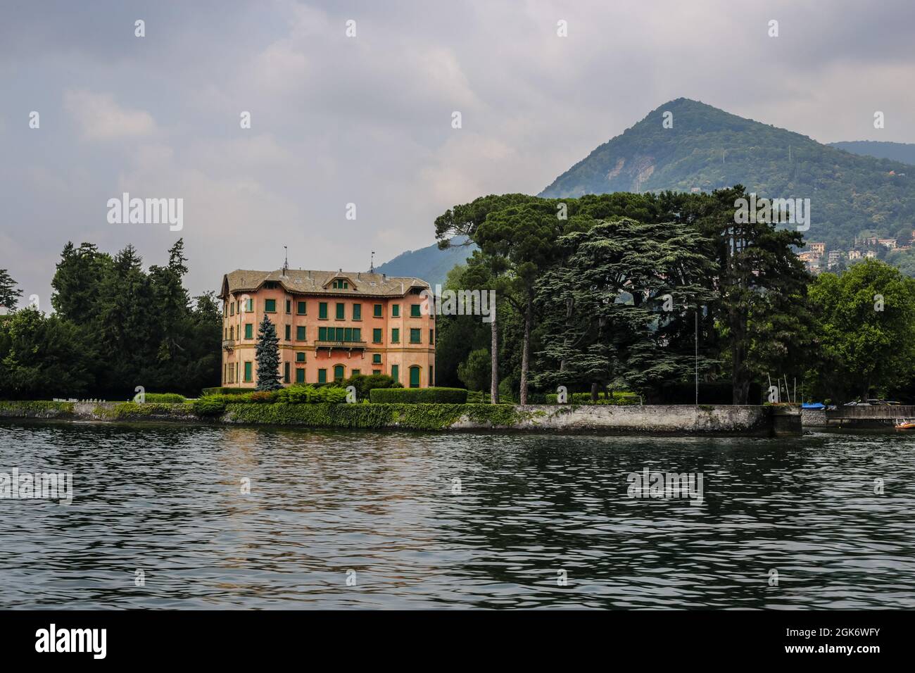 View of Traditional Old Villa in Lake Como Stock Photo