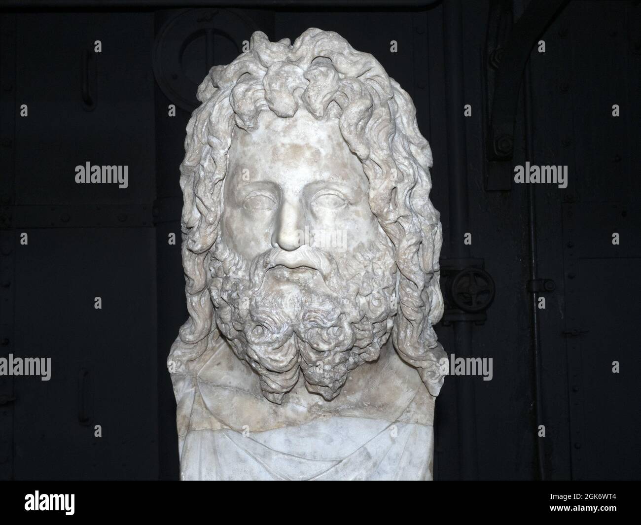 Aesculapius old roman marble statue detail Stock Photo - Alamy