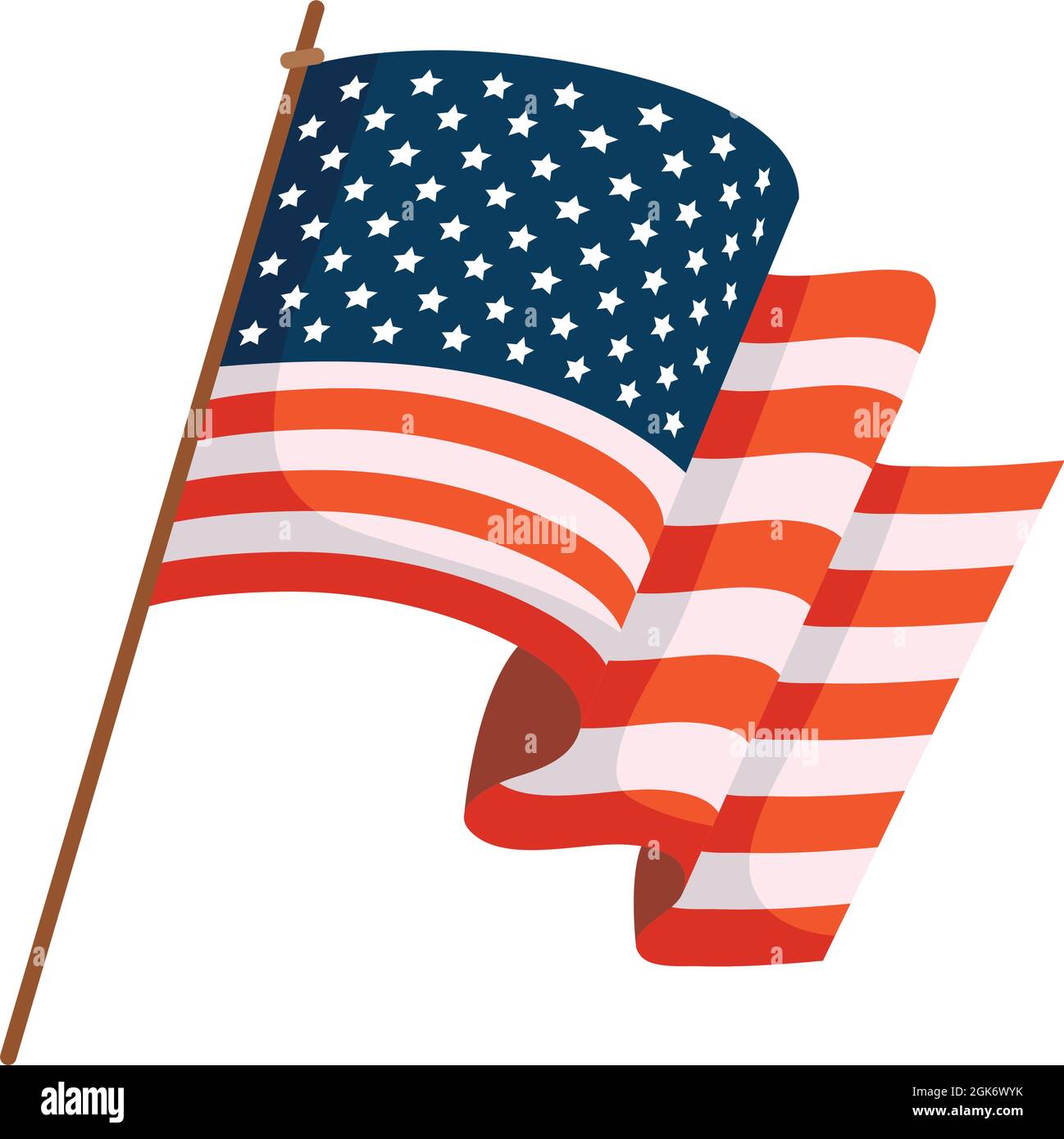 usa flag waving in pole icon Stock Vector Image & Art - Alamy