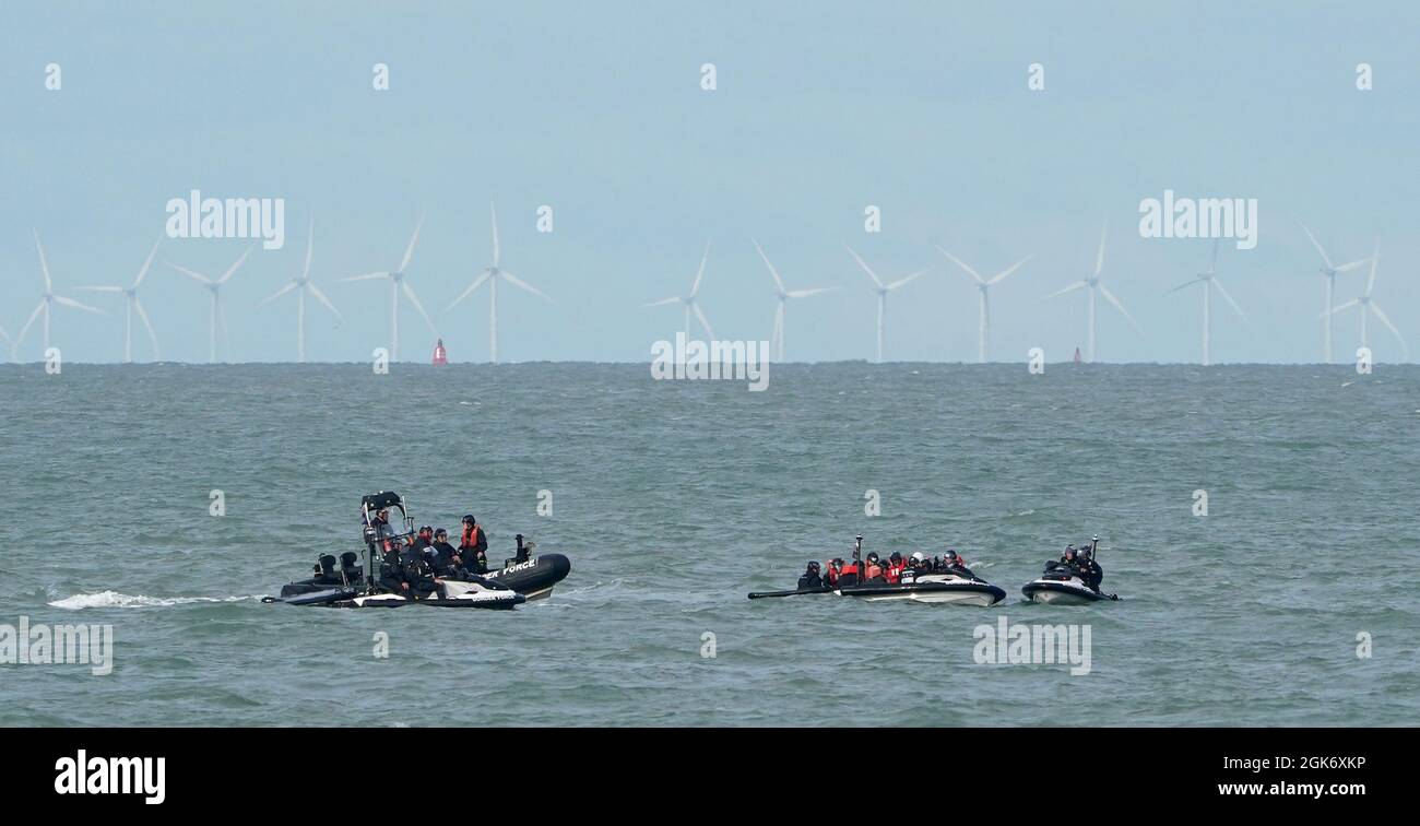 Border Force officers and vessels during an exercise to practice intercepting small boats