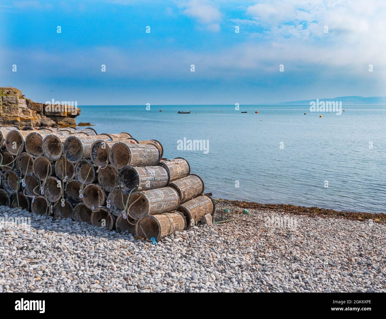 Moelfre Anglesey Lobster Pots Stock Photo Alamy
