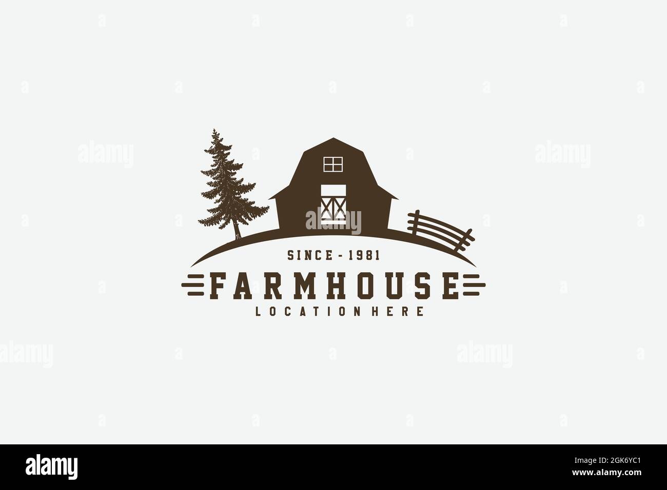 Vintage farm house logo design template for nature, farm company- vector logo icon design element Stock Vector