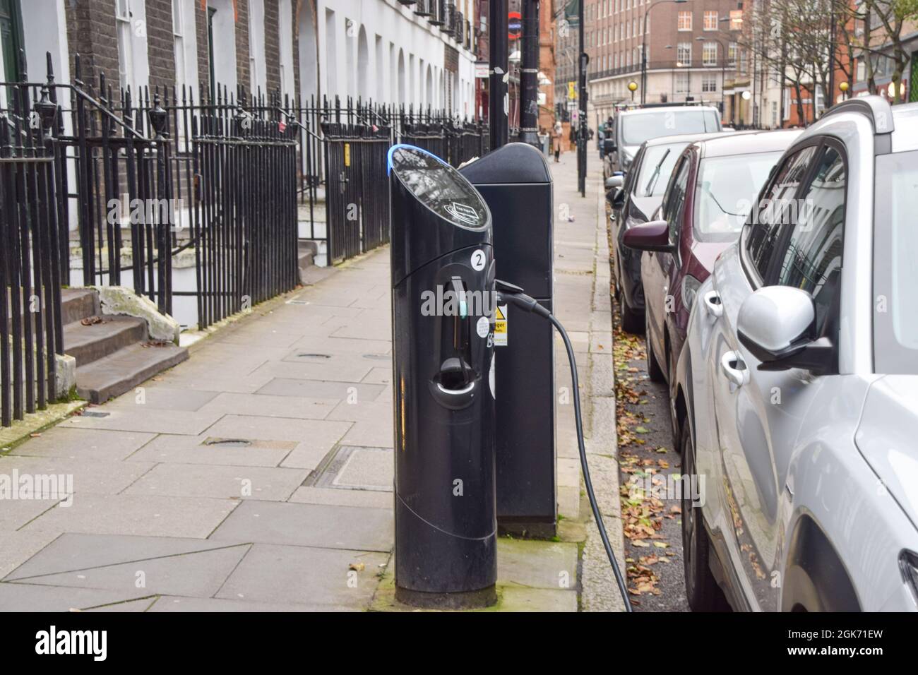 Electric vehicle charging point in Central London, United Kingdom Stock Photo Alamy