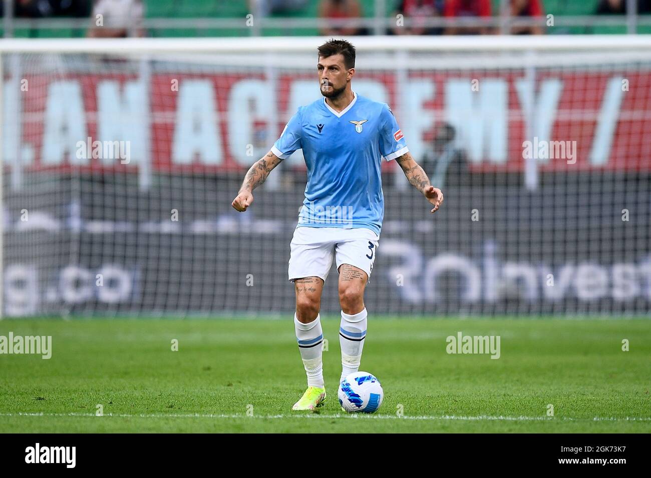 Milan Italy 12 September 21 Francesco Acerbi Of Ss Lazio In Action During The Serie A Football Match Between Ac Milan And Ss Lazio Credit Nicolo Campo Alamy Live News Stock Photo Alamy