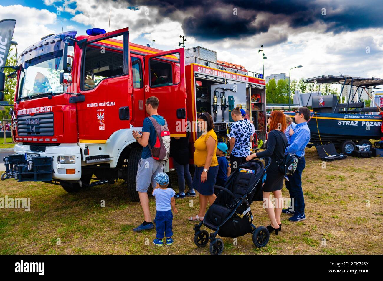 POZNAN, POLAND Aug 03, 2019 People standing in front of