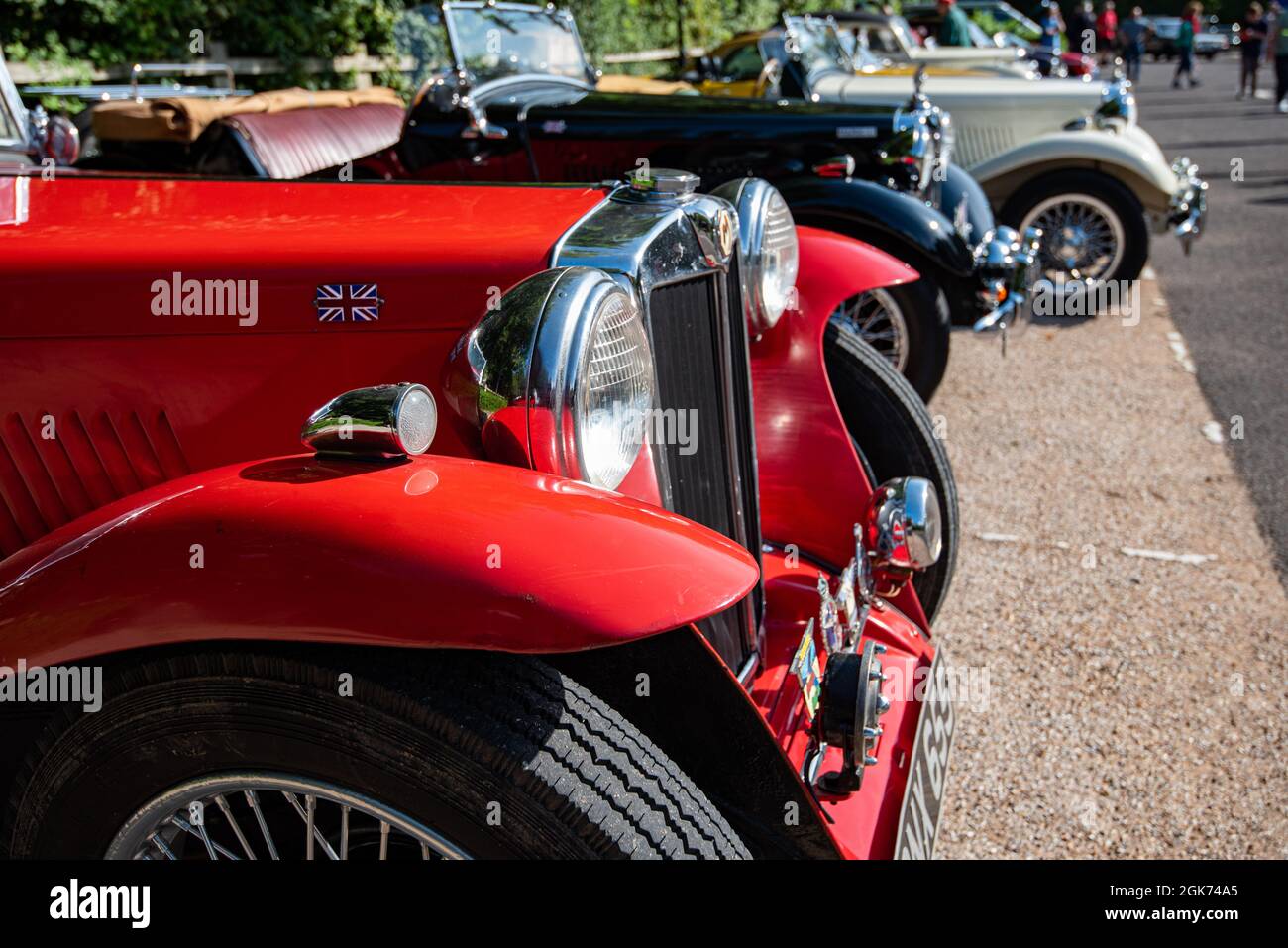 A line of vintage MG sports cars, Winchester, UK Stock Photo