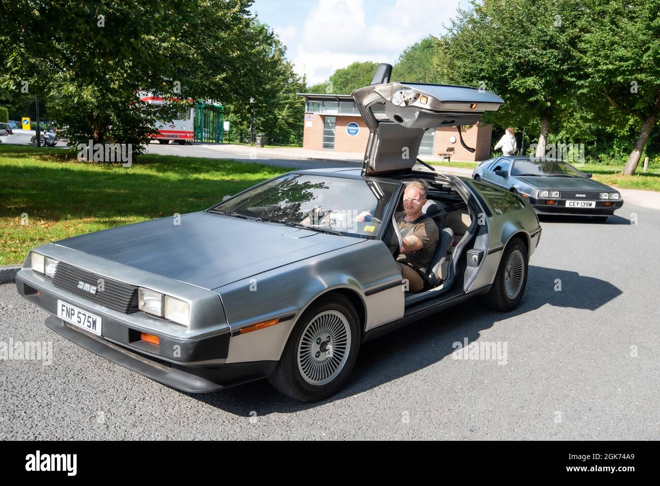 Back to the future. A pair of DeLorean classic sports cars, Winchester, UK Stock Photo