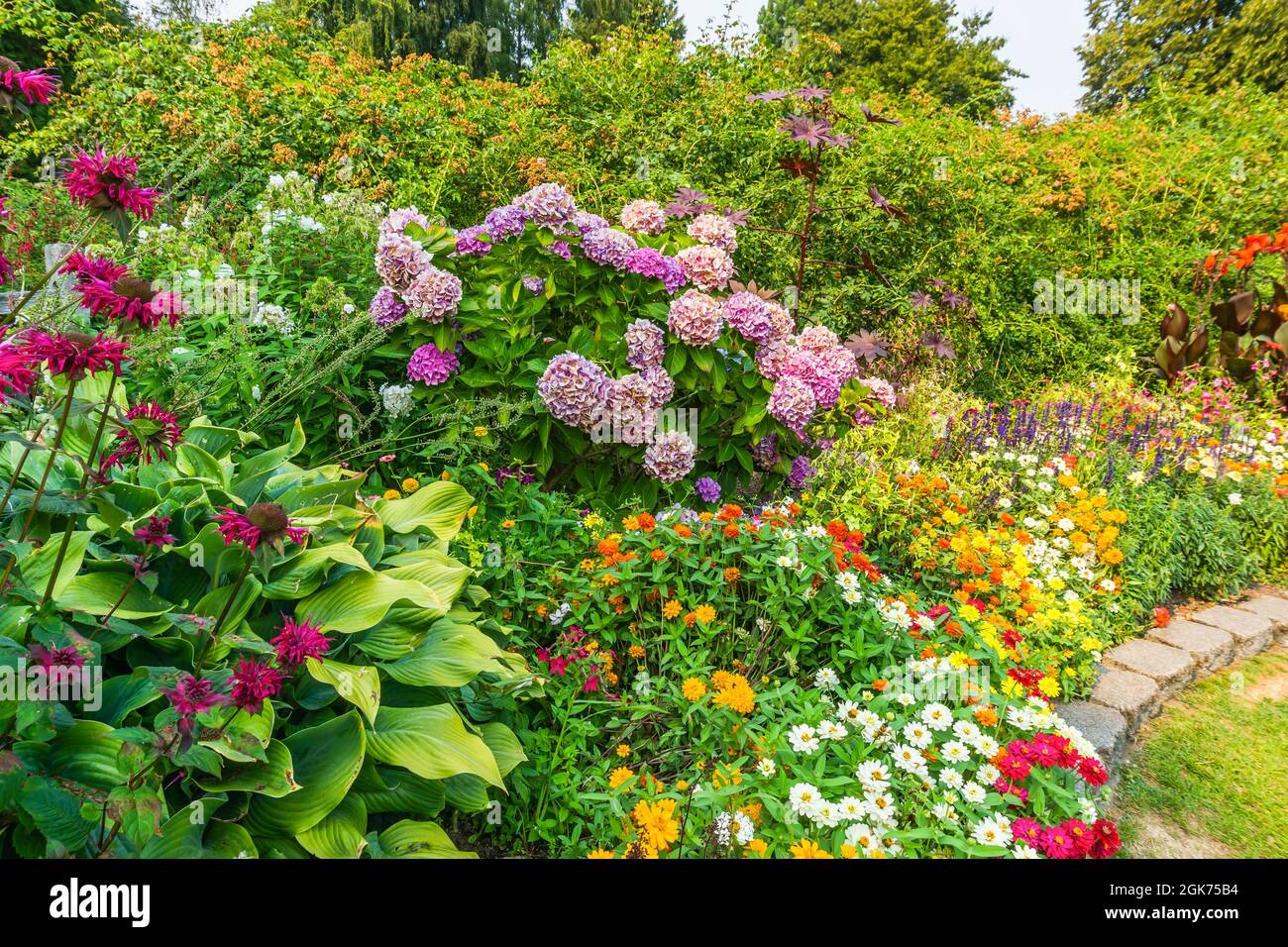 A colorful mix of flowers in a garden at Point Defiance Park in