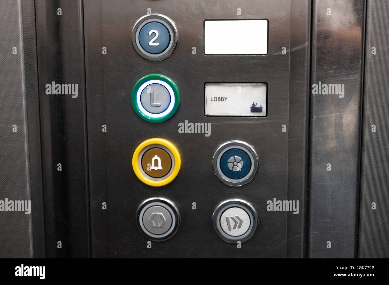Elevator internal buttons control panel, Braille numbers and lift