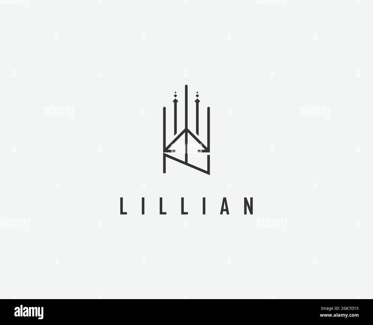 logo name Lillian usable logo design for private logo, business name card web icon, social media icon Stock Vector