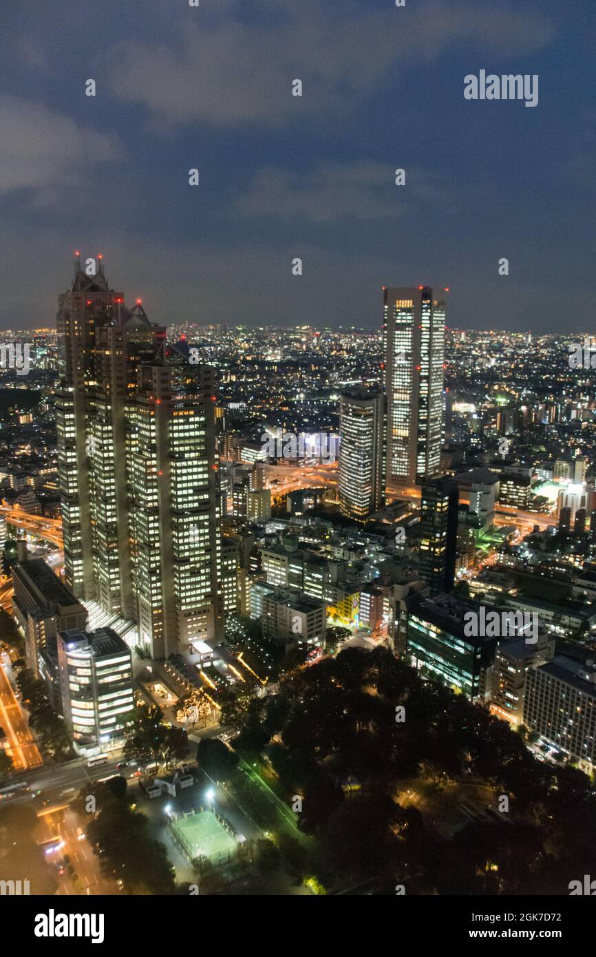 The view from the Tokyo Metropolitan Government building at night, Shinjuku, Tokyo Japan Stock Photo