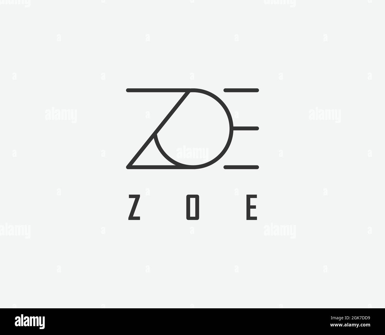 logo name Zoe usable logo design for private logo, business name card web icon, social media icon Stock Vector