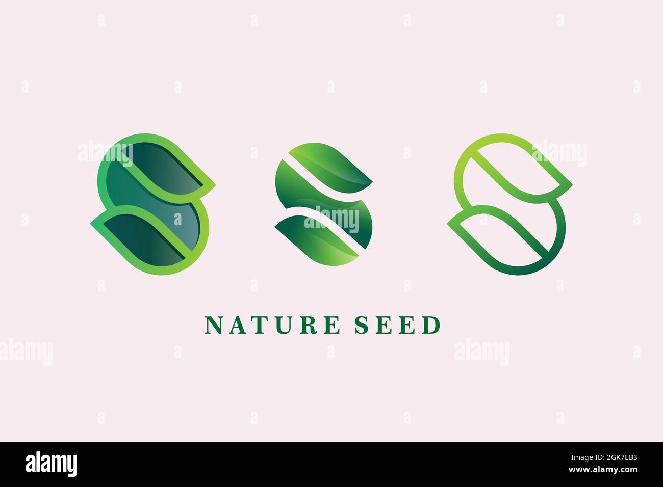 set of Vector logotype letter S templates ,abstract green leaf logo designs. Nature,seeding,eco,bio,soil, growth logo design with minimal style Stock Vector
