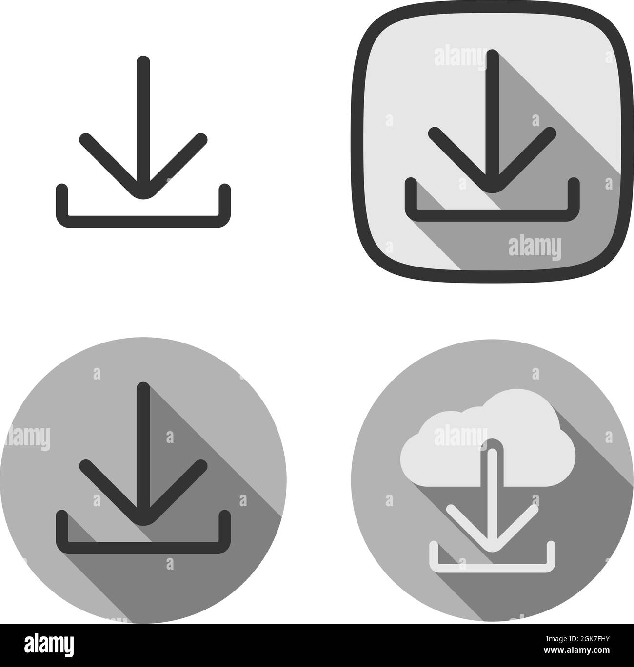 set of download symbols or icons, vector illustration Stock Vector