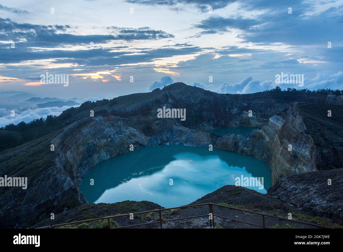 Kelimutu Crater Lakes at sunrise. Central Flores,  East Nusa Tenggare, Indonesia. Stock Photo