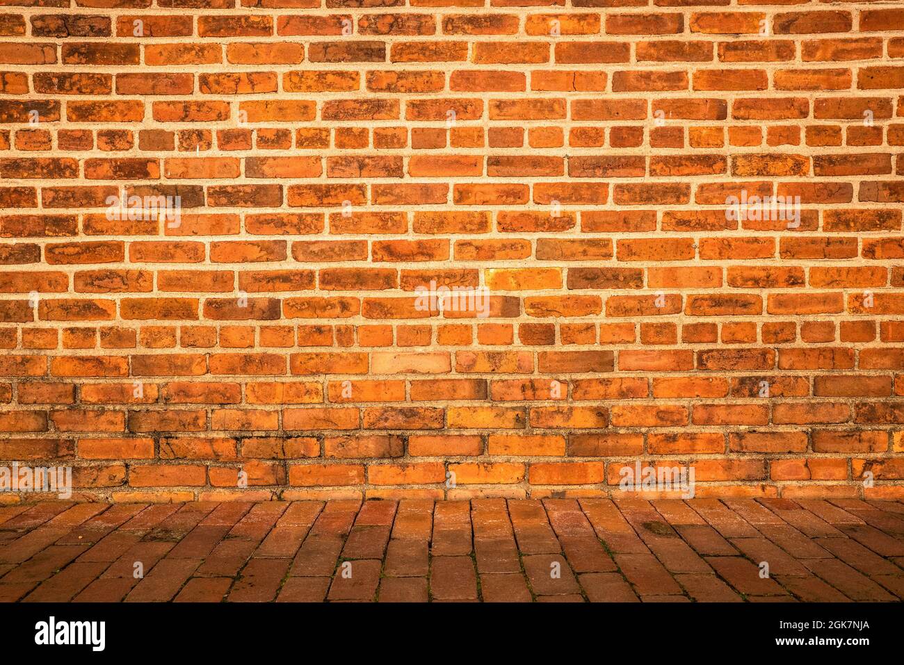 Grunge  image of Solid brick wall and floor for background Stock Photo