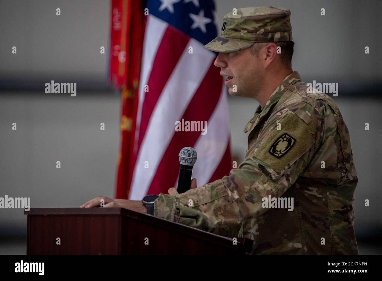 U.S. Army Headquarters and Headquarters Battery, 1st Battalion, 44th Air  Defense Artillery Regiment, change of command ceremony from CPT Nathan  Dibbern to CPT Shaheed Zachary at Al Dhafra Air Base, United Arab