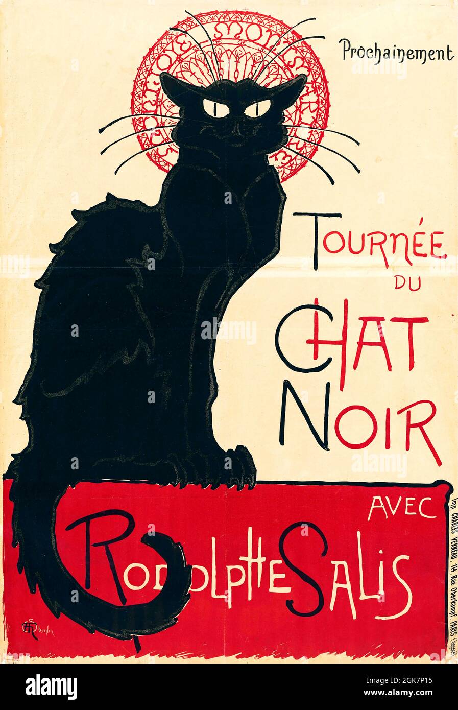 Poster for the 'Tournée du Chat Noir' nightclub by Théophile Alexandre Steinlen, lithograph, 1896 Stock Photo