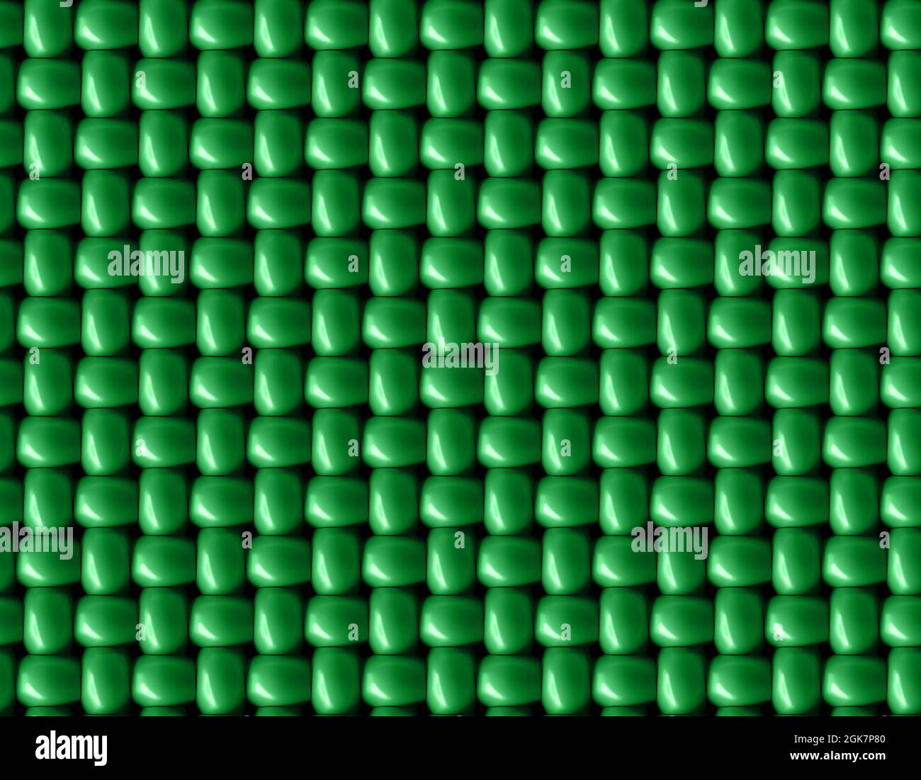 Modern and realistic weaved mesh in green plastic. Seamless repeating pattern. Illustration 3D. Stock Photo