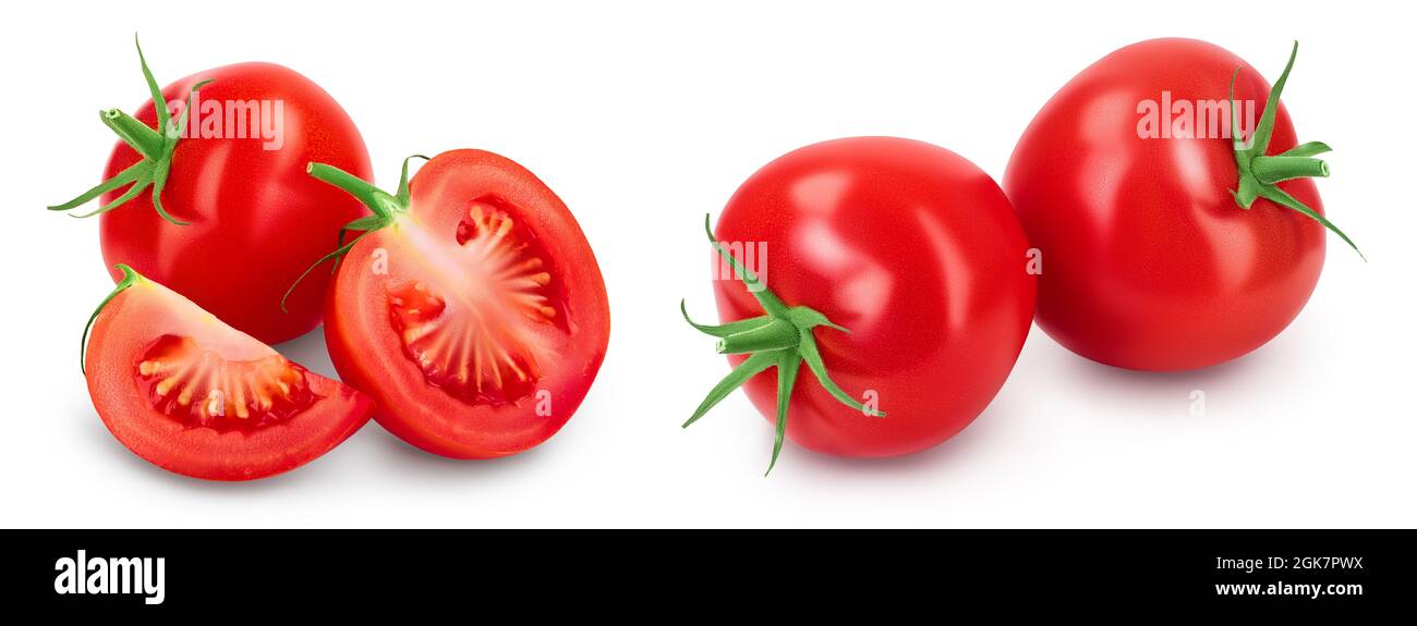 Tomato with slices isolated on white background with clipping path and ...