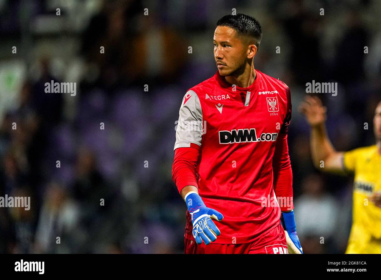 ANTWERP, BELGIUM - SEPTEMBER 13: Goalkeeper Daniel Yakubi of STVV during the Jupiler Pro League match between K. Beerschot V.A. and STVV at Olympisch Stadion on September 13, 2021 in Antwerp, Belgium (Photo by Jeroen Meuwsen/Orange Pictures) Stock Photo