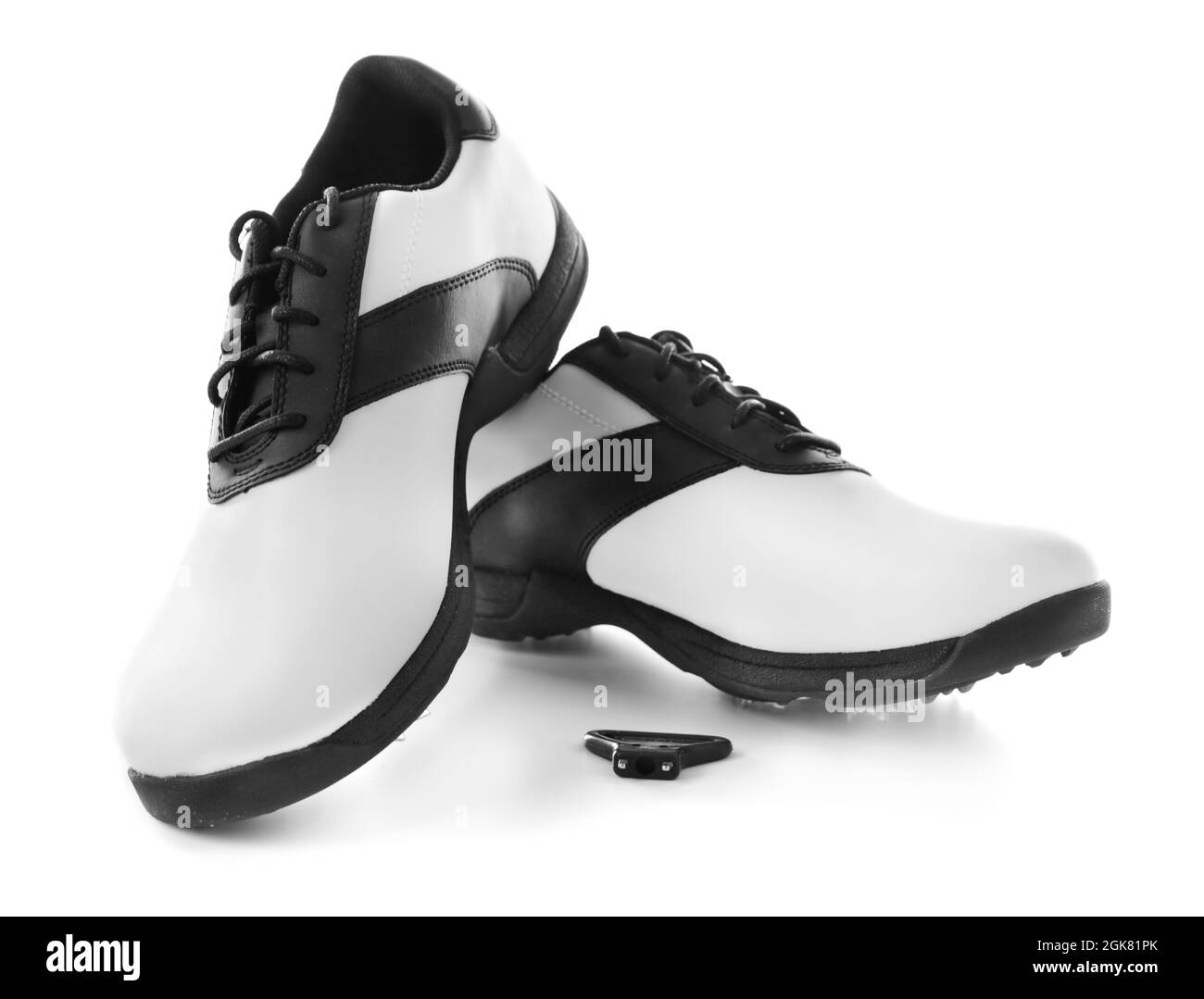 Modern golf shoes on white background Stock Photo Alamy