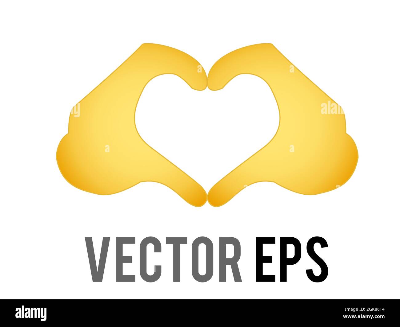 The vector gradient yellow two hands forming a heart shape icon,sed to express love and support Stock Vector