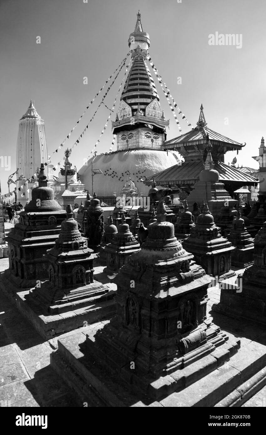 Prayer site kathmandu Black and White Stock Photos & Images Alamy