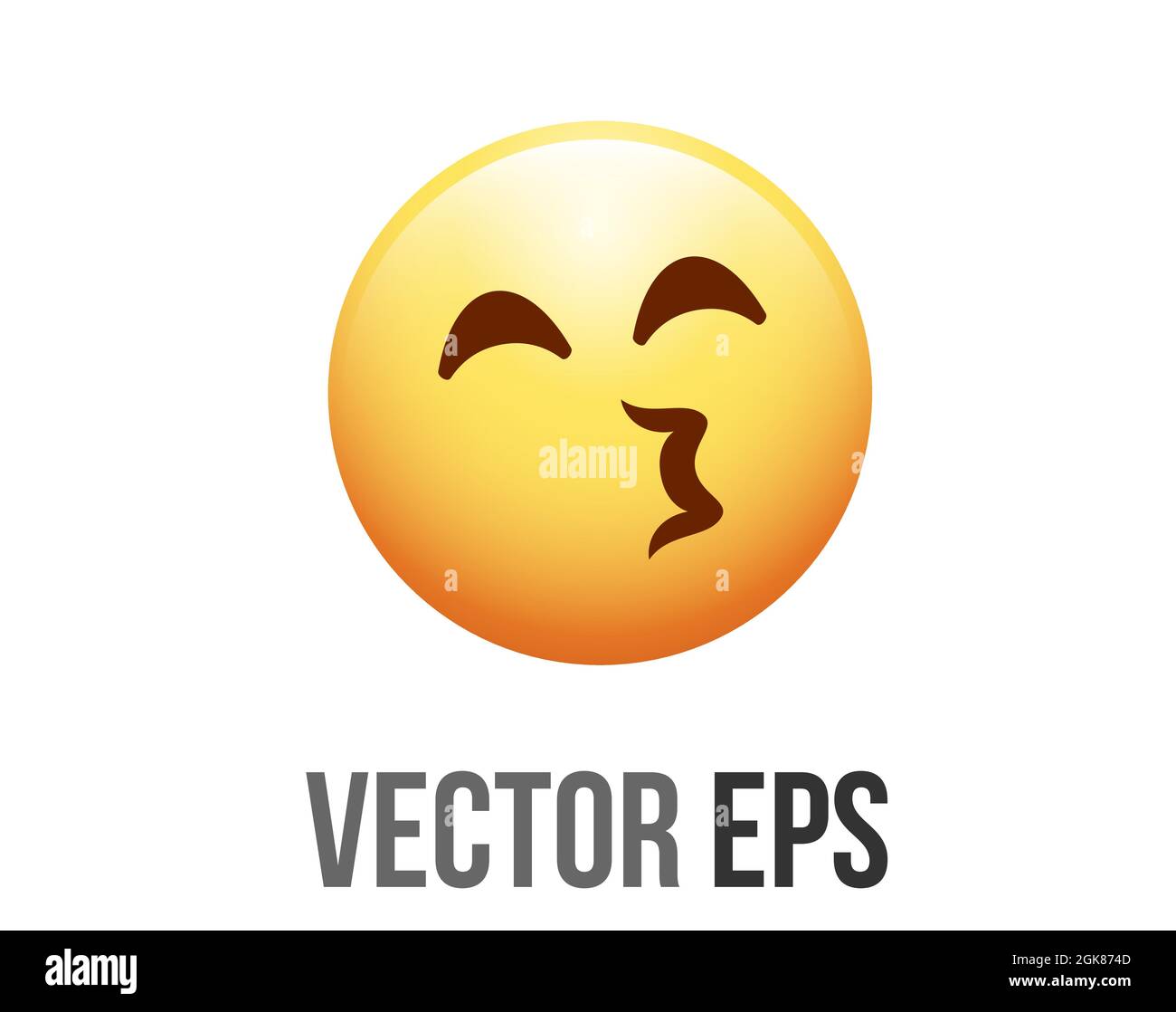 The isolated vector gradient yellow face icon with simple, close eyes