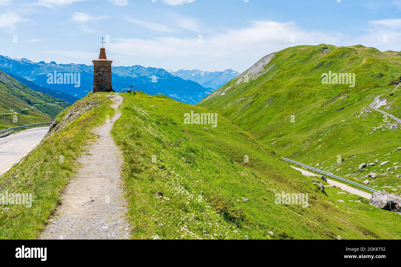 Beautiful landscape at the Little Saint Bernard Pass on a summer afternoon, between Italy and France. Stock Photo