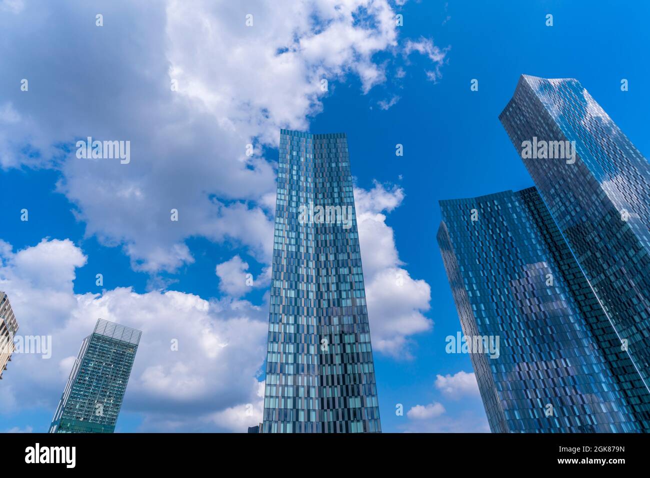 View of the contemporary skyline of Manchester, Manchester, Lancashire, England, United Kingdom, Europe Stock Photo