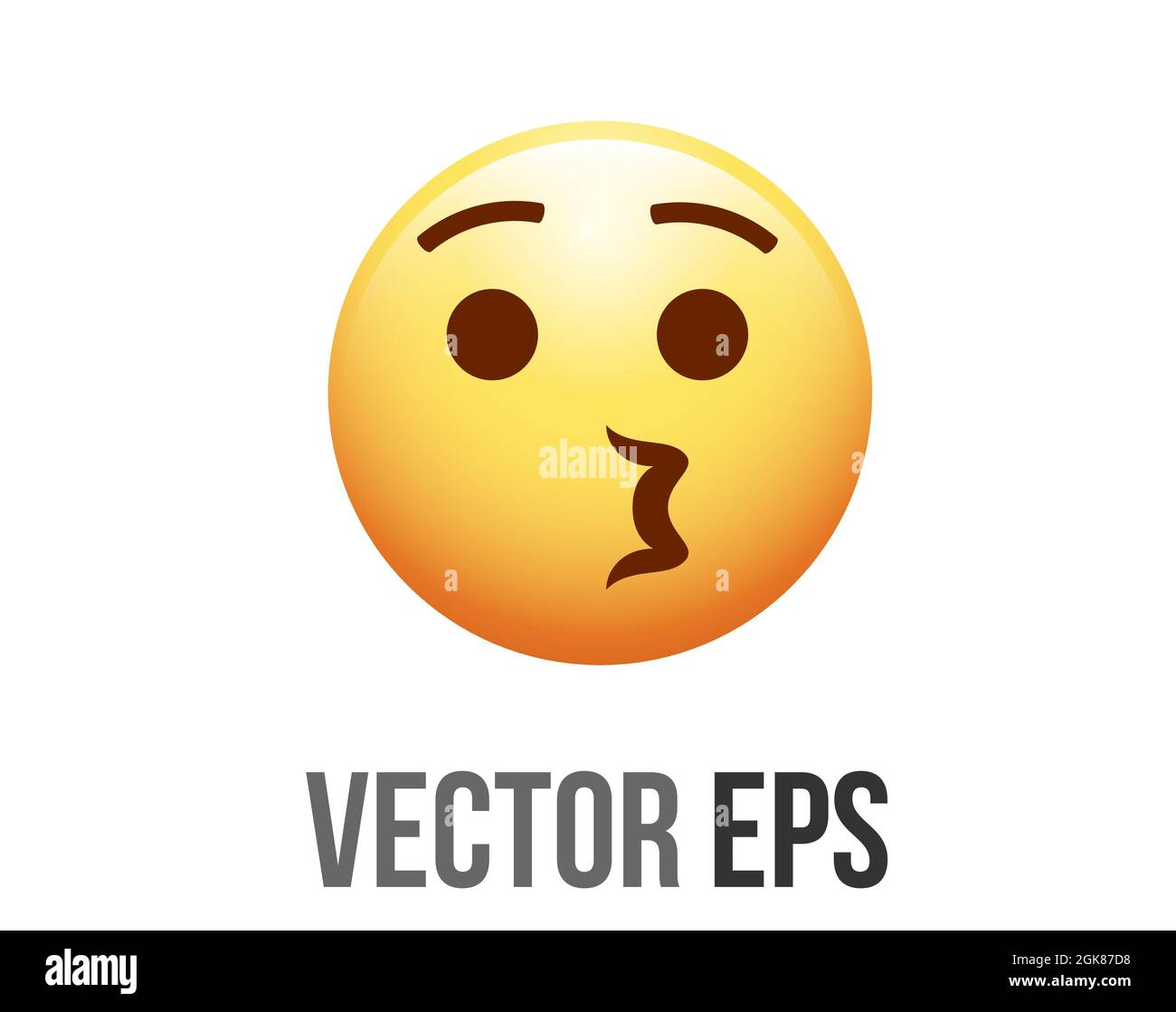 The isolated vector gradient yellow face icon with simple, open eyes and puckered lips giving a kiss, commonly conveys sentiments of love and affectio Stock Vector