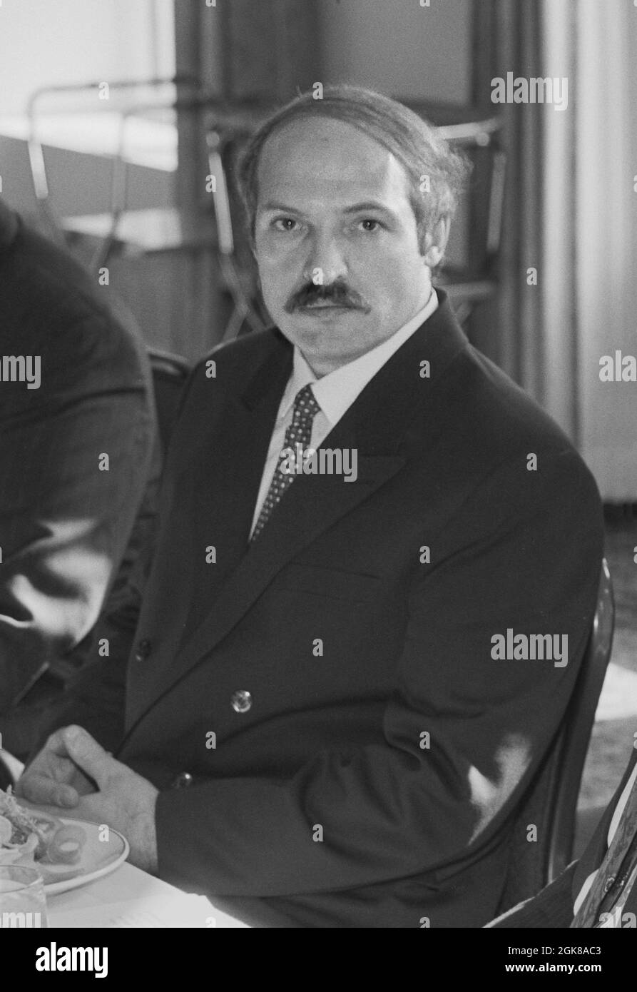 Alexander Lukashenko President of Belarus. Visiting Chicago, Illinois. October 26, 1995. Stock Photo