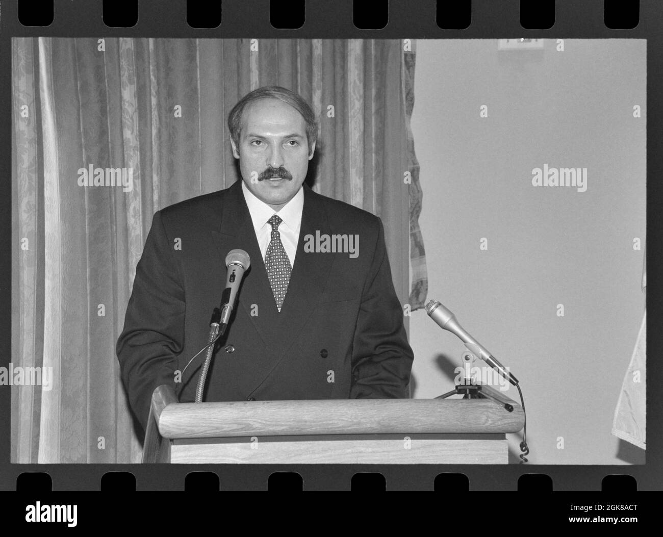 Alexander Lukashenko President of Belarus. Speaking in Chicago,, Illinois.. October 26, 1995. Stock Photo