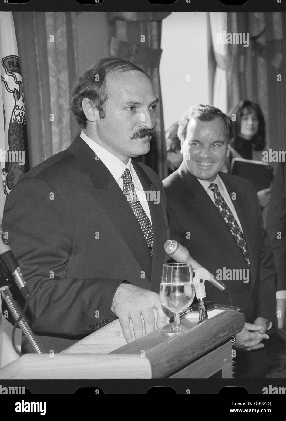 Alexander Lukashenko President of Belarus,  with Mayor Richard M Daley.  Photographed in Chicago,, Illinois.  October 26, 1995. Stock Photo