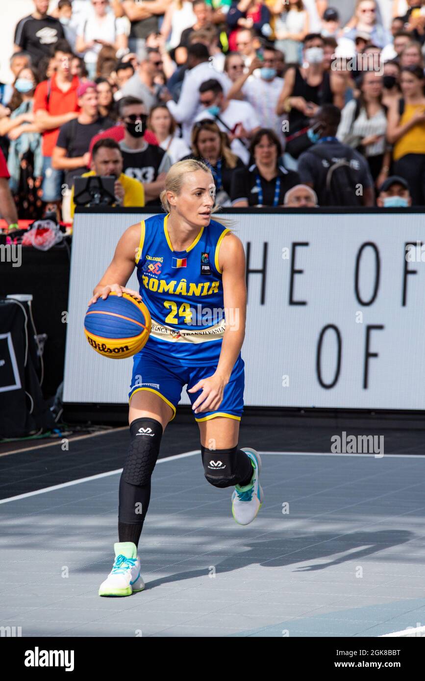 Ancuta Stoenescu of Romania controls the ball during the FIBA 3x3