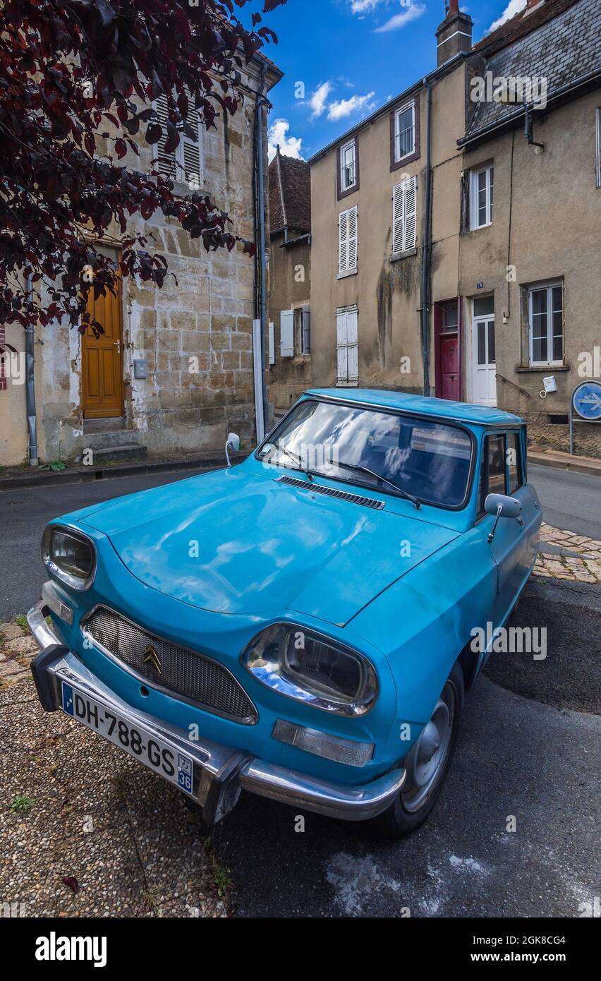 Old Citroen Ami car - La Chatre, Indre (36), France. Stock Photo