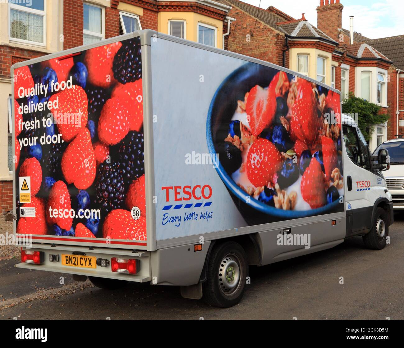 Tesco, home delivery van, shop and drop service, Hunstanton, Norfolk, England Stock Photo