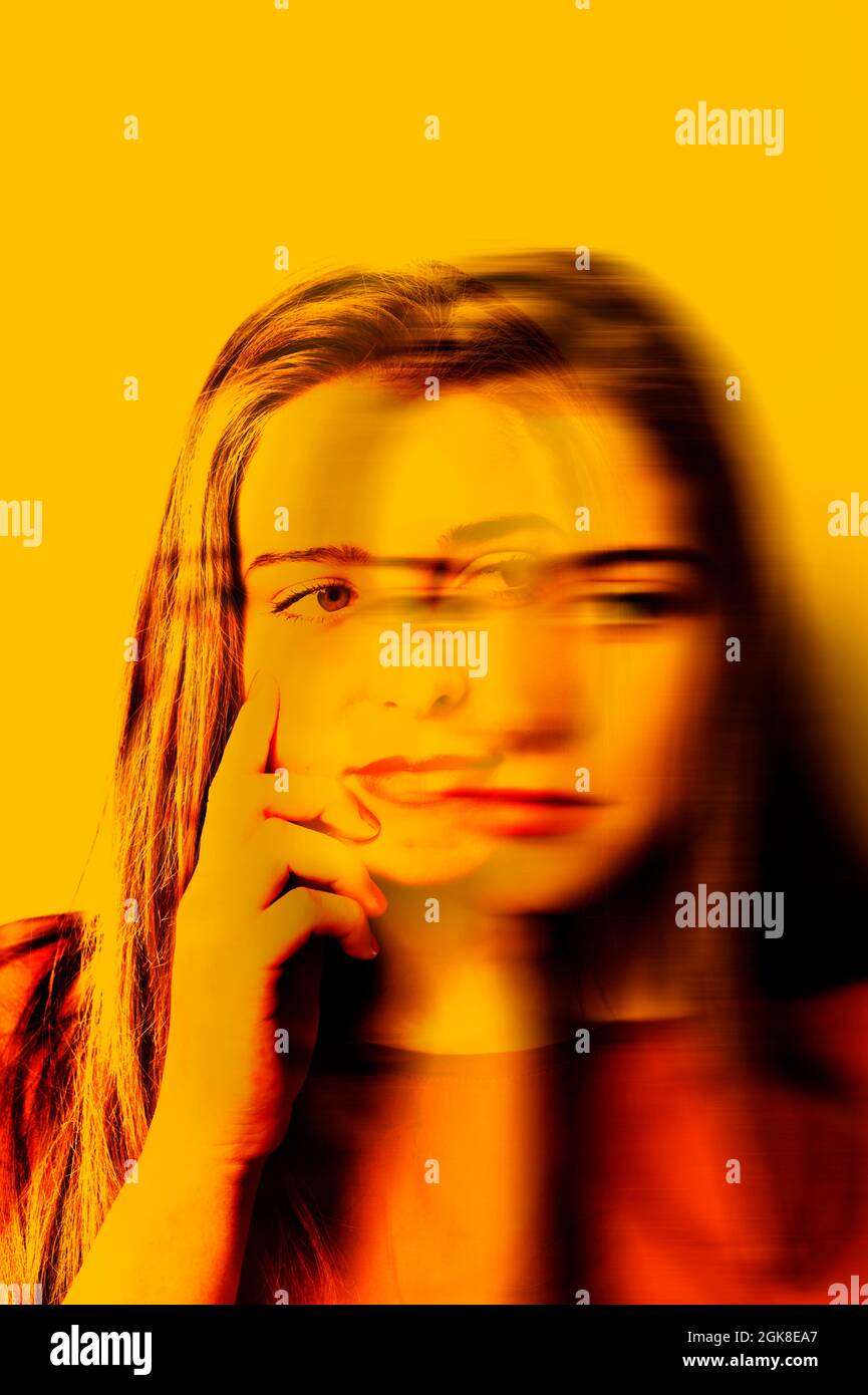 young woman artistic portrait double exposure Stock Photo - Alamy
