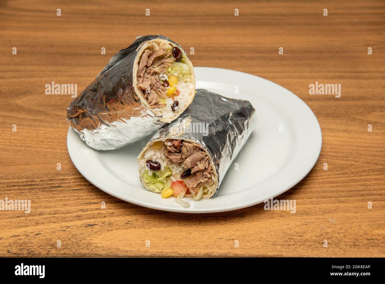 Mexican Beef Burrito with Rice, Black Beans, Sweet Corn, and Foil ...