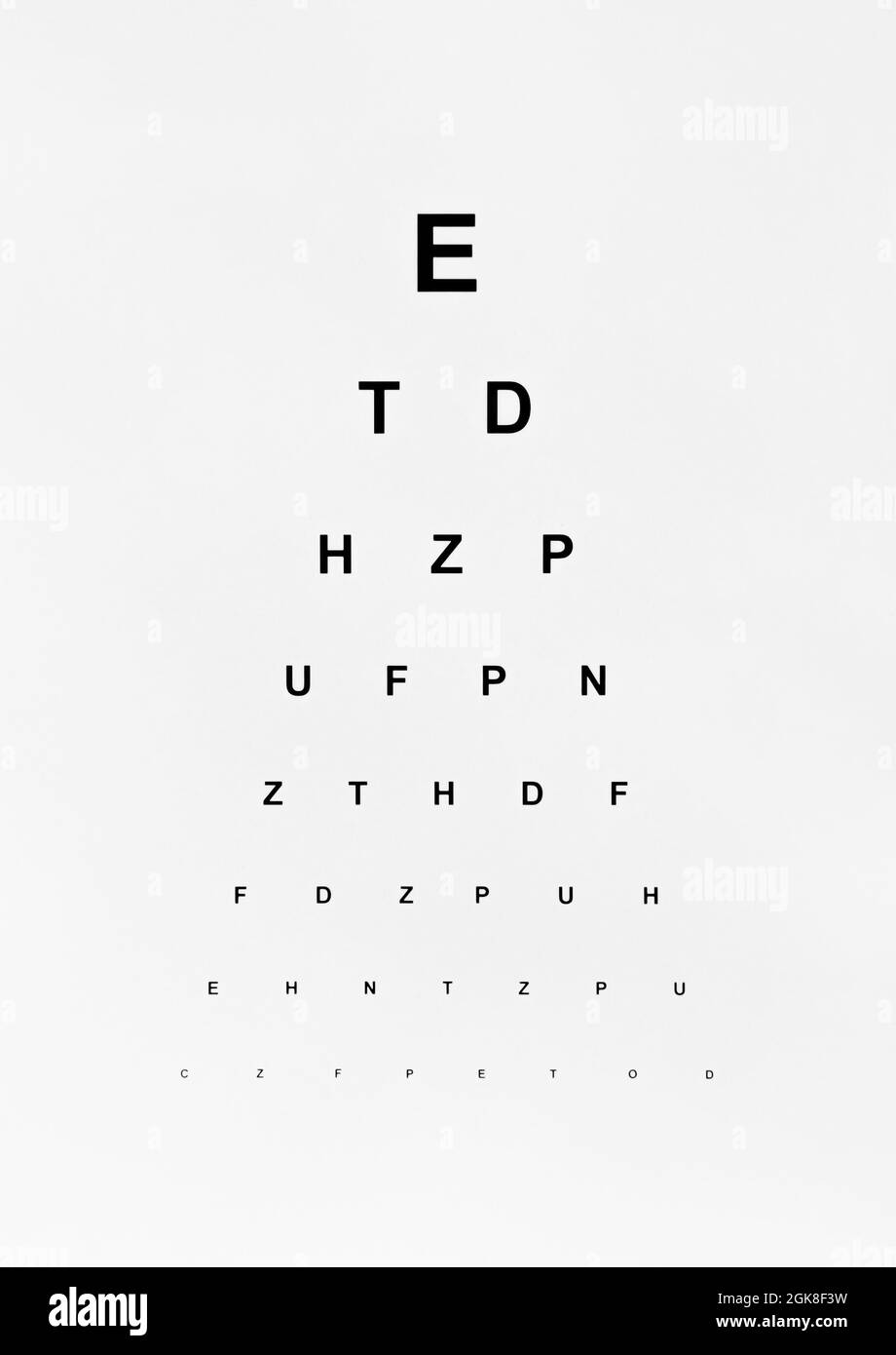 Eye test chart. Isolated on white background. Stock Photo