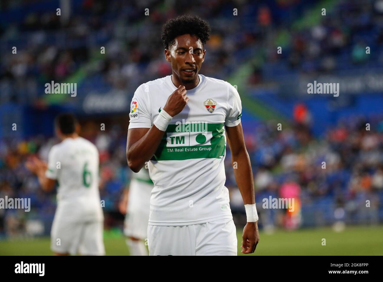Madrid, Spain. 13th Sep 2021. Johan Mojica of Elche CF during the Liga match between Getafe CF and Elche CF at Coliseum Alfonso Perez Stadium in Madrid, Spain. Credit: DAX Images/Alamy Live News Stock Photo
