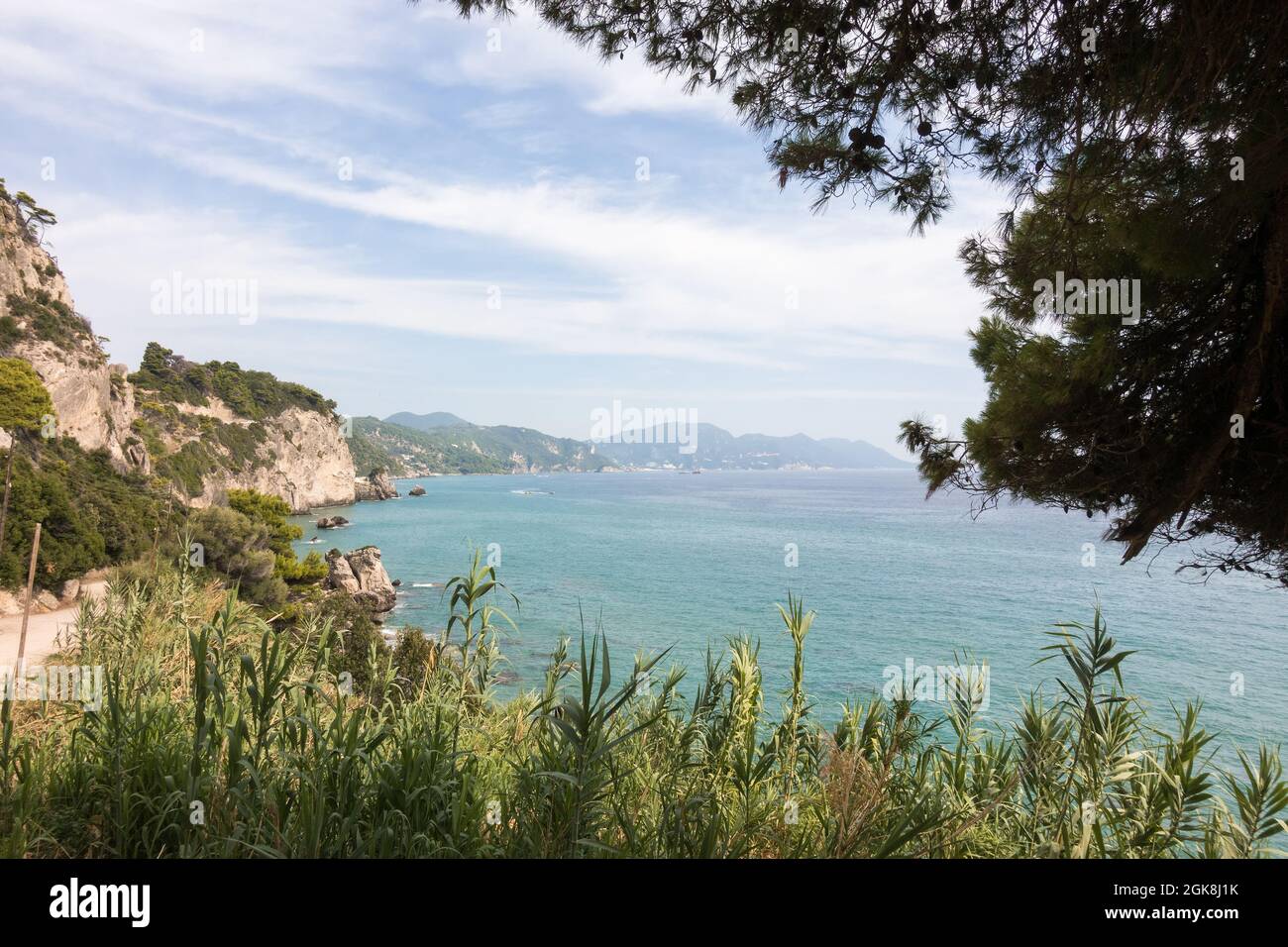 Amazing view to Myrtiotissa beach in Corfu island, Greece Stock Photo