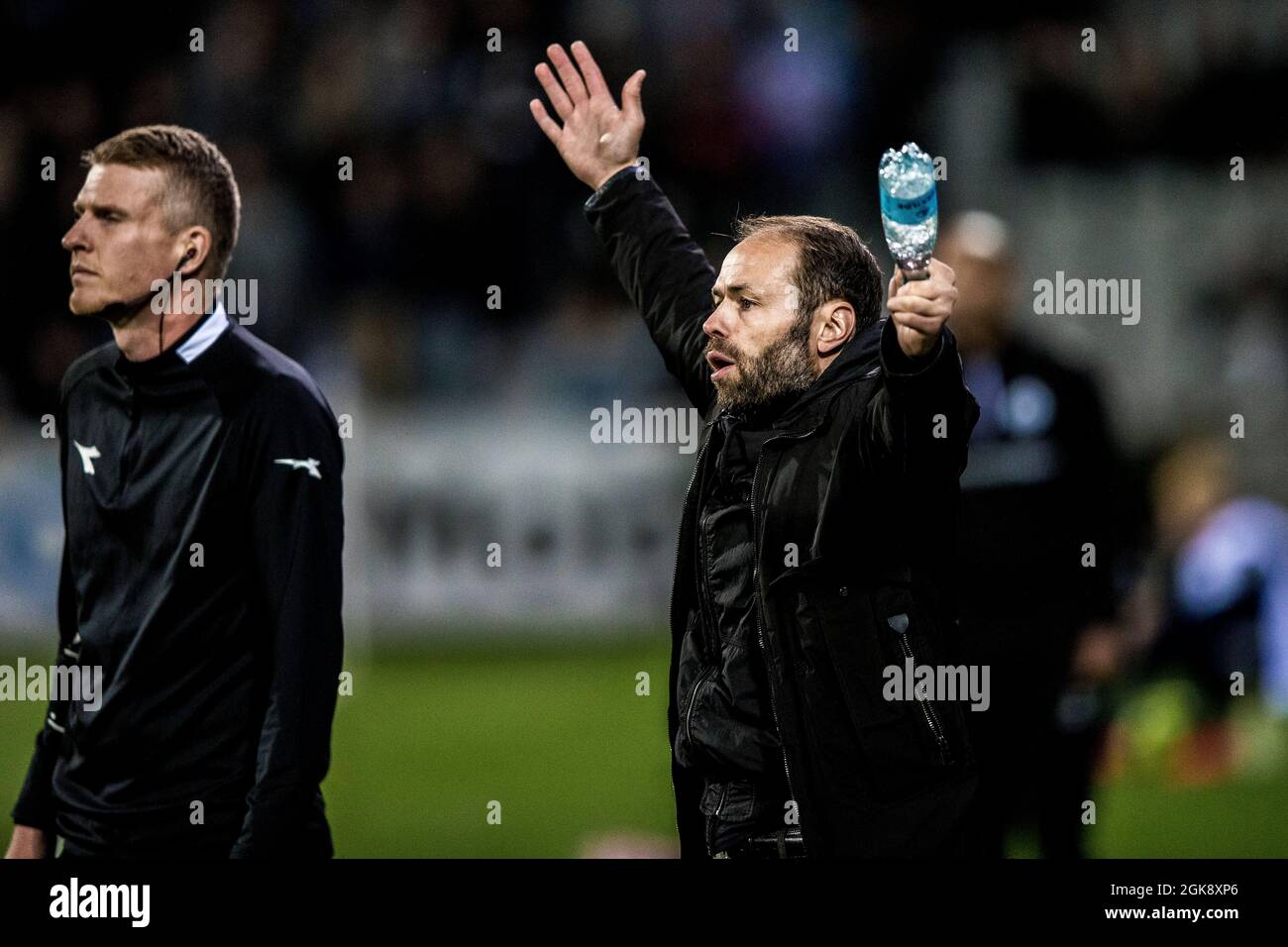 Odense, Denmark. 13th Sep, 2021. Head coach Andreas Alm of Odense Boldklub  seen during the 3F Superliga match between Odense Boldklub and Soenderjyske  at Nature Energy Park in Odense. (Photo Credit: Gonzales