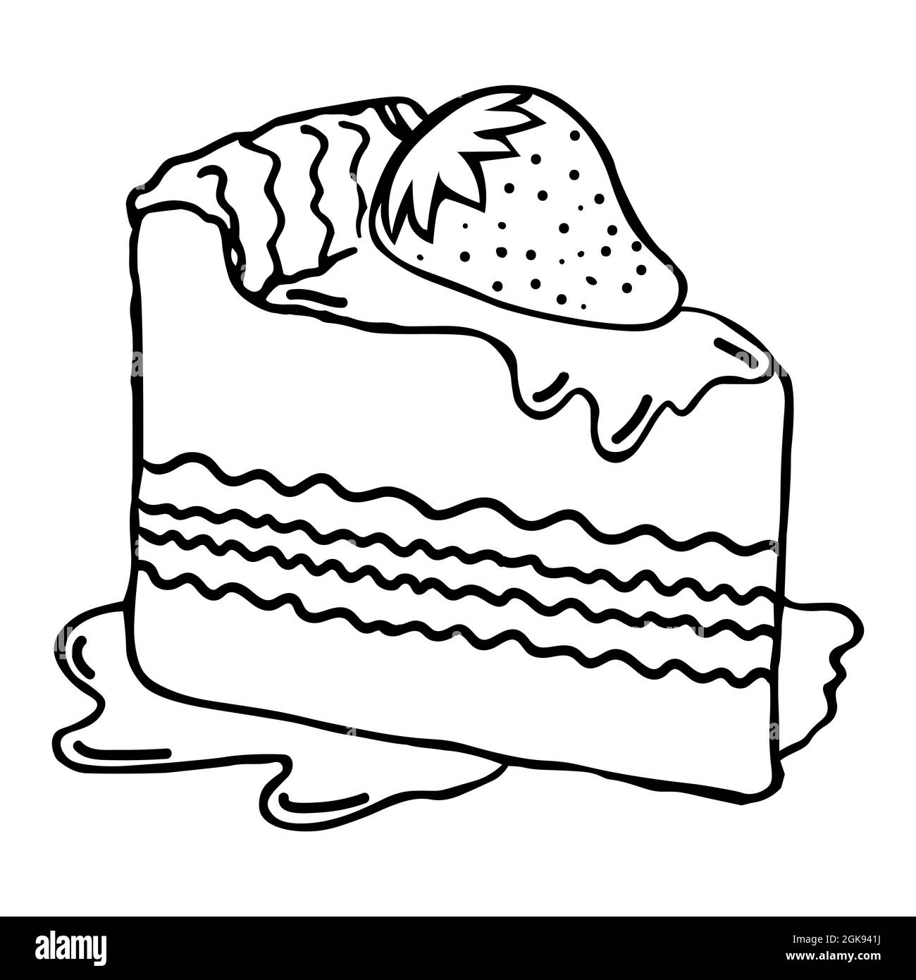 Dessert pie, cake with berries. Piece of cake with strawberries hand