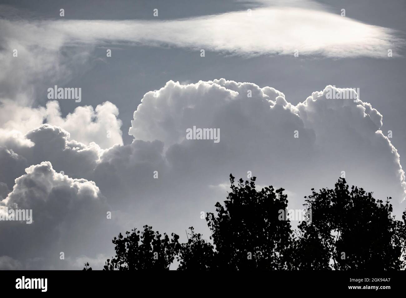 cloud shapes in backlight, Germany, Bavaria, Franken, Franconia Stock Photo