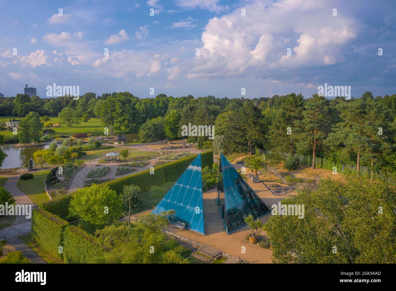 Botanical Gardens Flottbek, drone photo, Germany, Hamburg-Flottbek Stock Photo