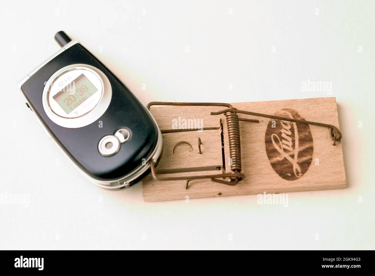 mousetrap and mobile, telephone service Stock Photo
