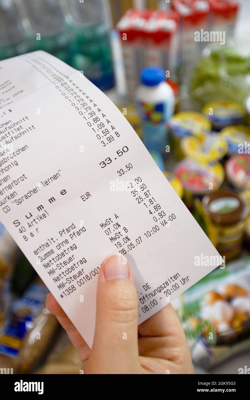 receipt in a hand, Germany Stock Photo
