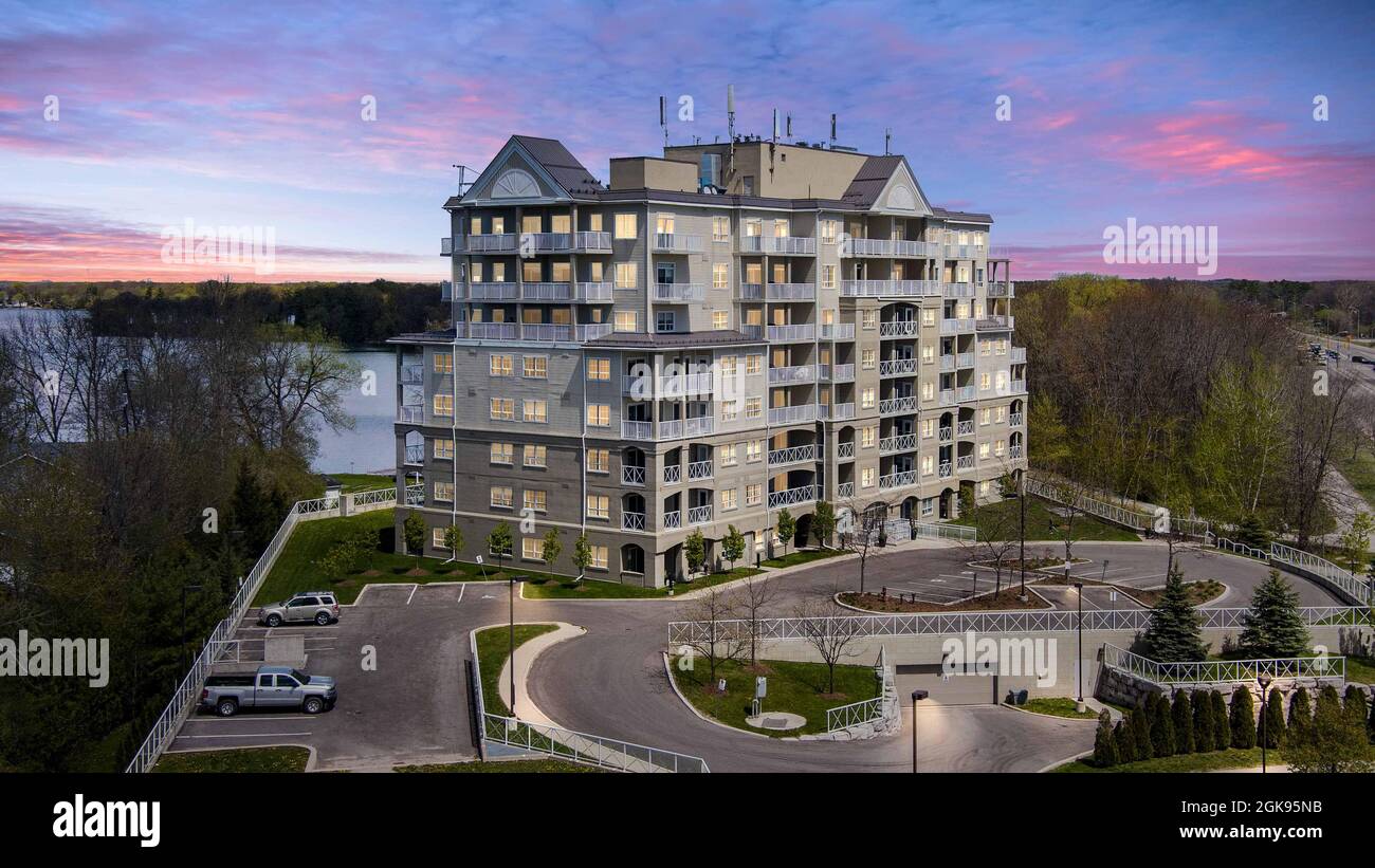 lakefront residential condo building in Orillia Ontario Canada Stock
